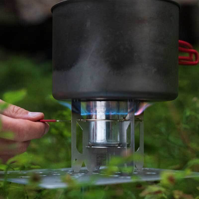 EMO Outdoor ORIGAMI stand with a power regulator for alcohol stove