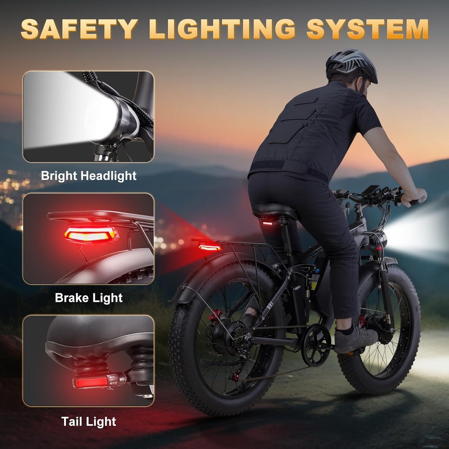 9000W Dual Motor Electric Bike for Adults,24" Fat Tire Off-Road E-Bike, 45MPH Top Speed, 52V 34Ah Battery Long Range,Full Suspension & Dual Hydraulic Disc Brakes,All Terrain Ebike