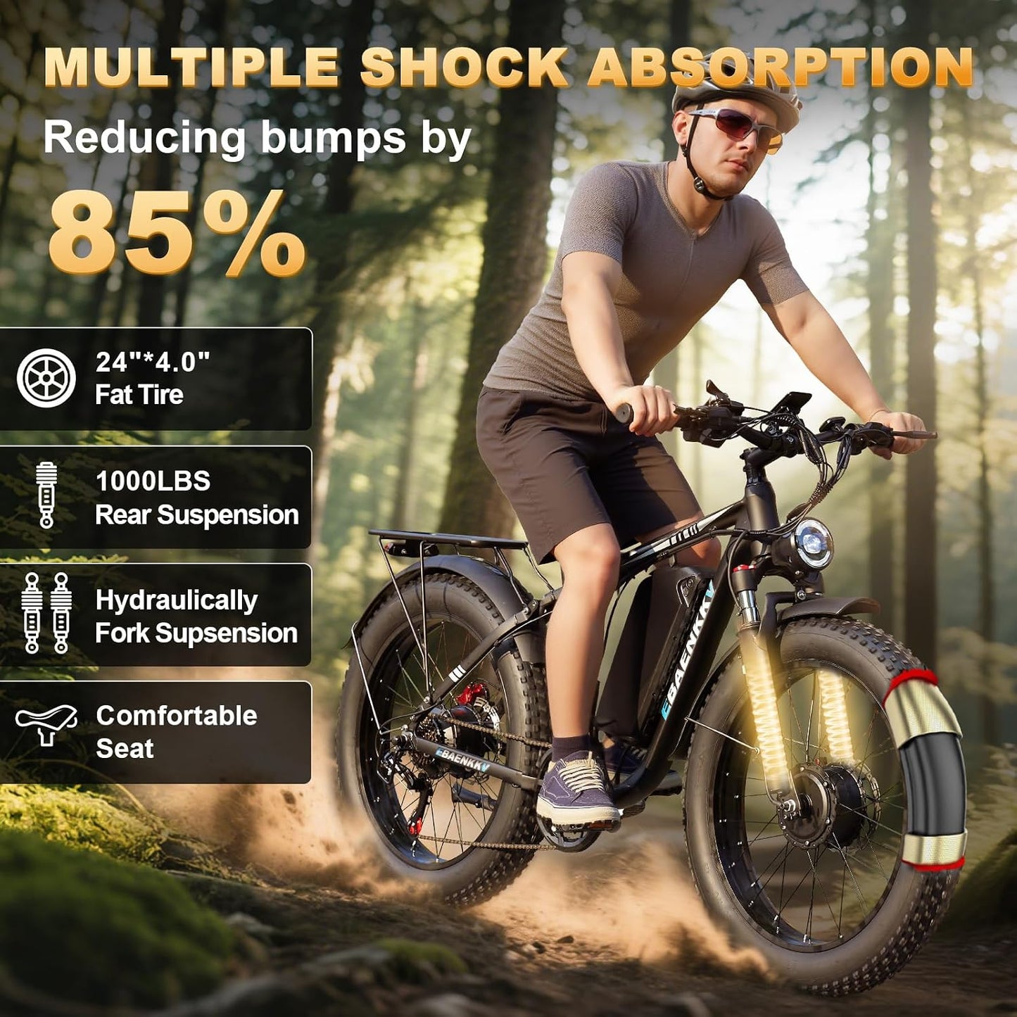 9000W Dual Motor Electric Bike for Adults,24" Fat Tire Off-Road E-Bike, 45MPH Top Speed, 52V 34Ah Battery Long Range,Full Suspension & Dual Hydraulic Disc Brakes,All Terrain Ebike