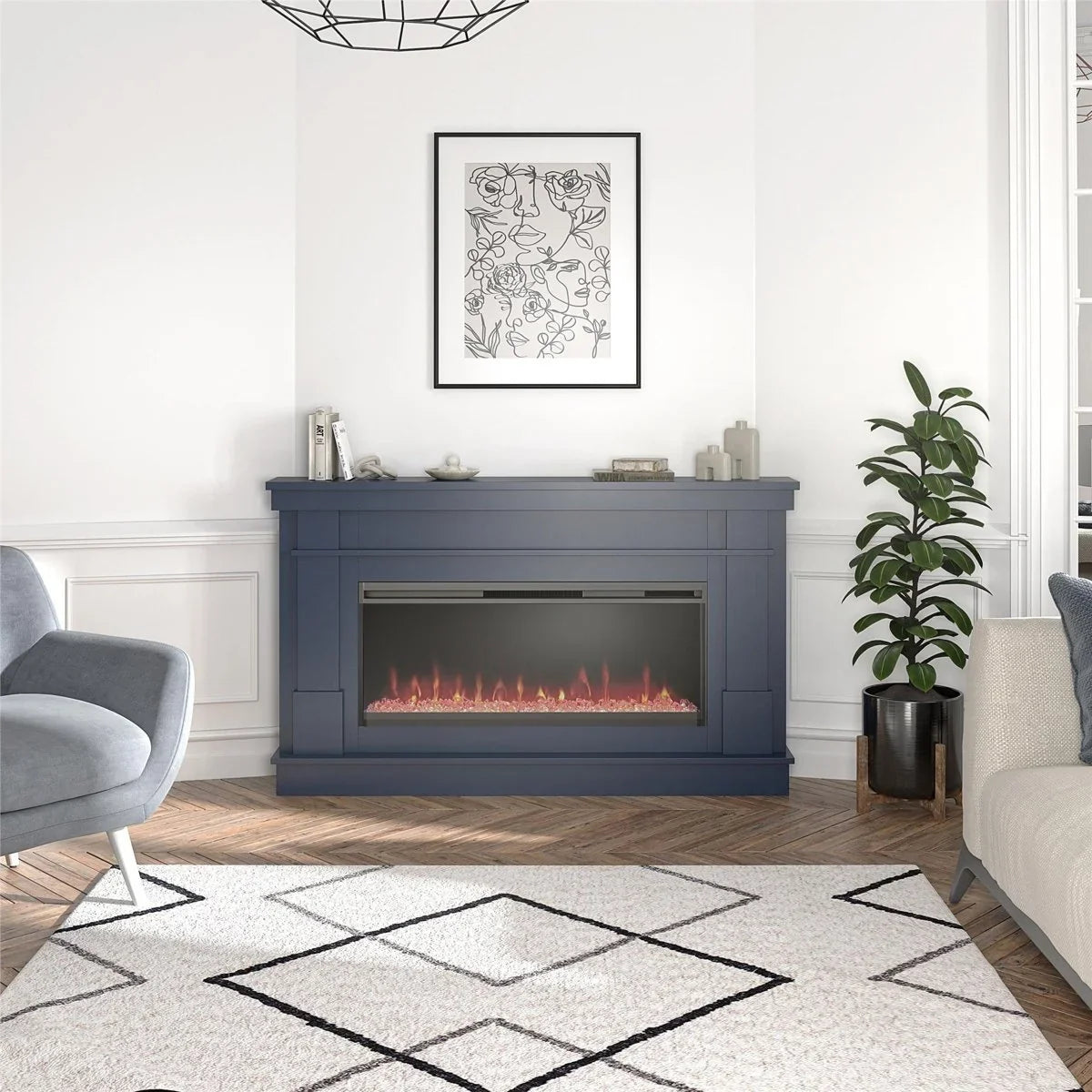Novogratz Waverly Wide Mantel Electric Fireplaces.