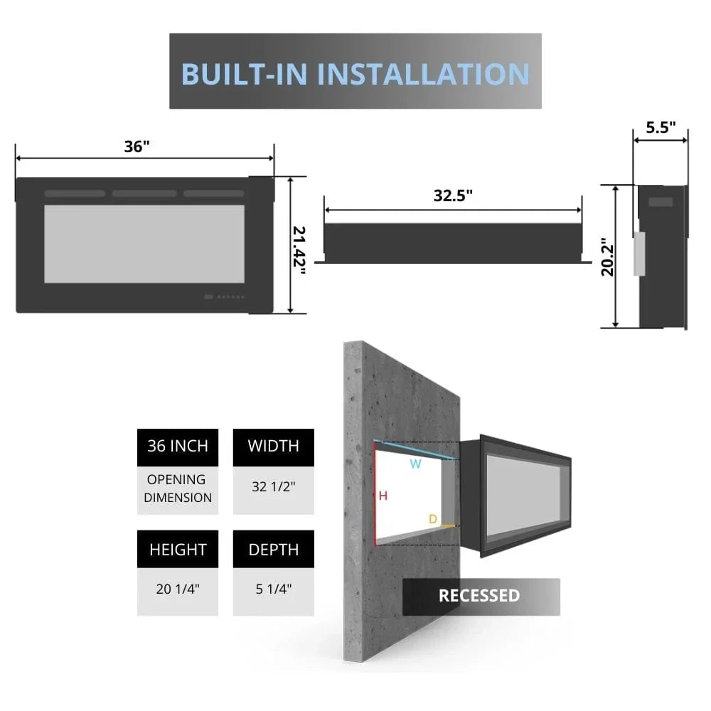 Touchstone Sideline 36-inch Electric Fireplaces.