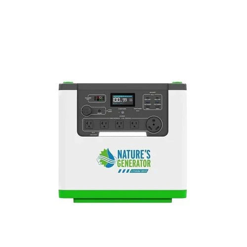 Natures Generator Lithium 3600 With 2 x 100W Monocrystalline Solar Panel + Transfer Switch