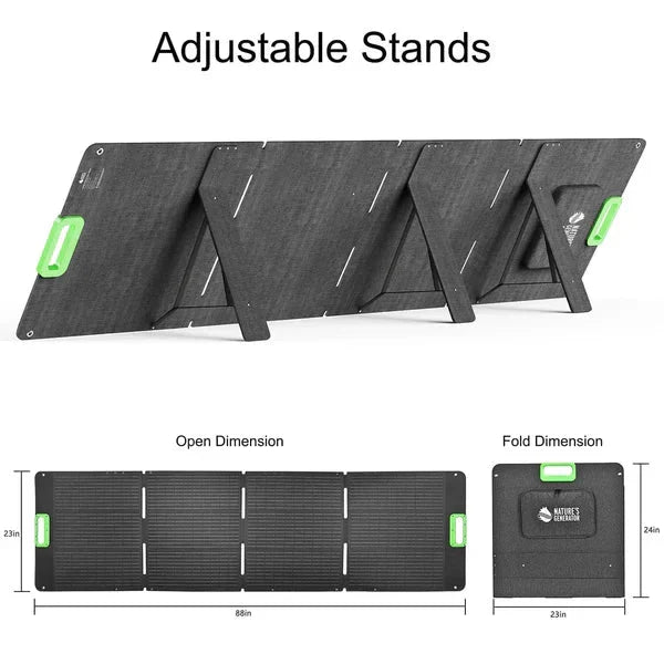 Natures Generator Lithium 1800 Solar Generator + 200W Folding Solar Panel